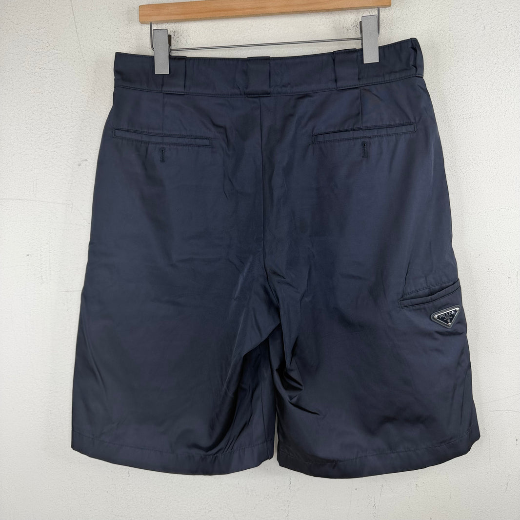 Prada Navy Nylon Badge Shorts