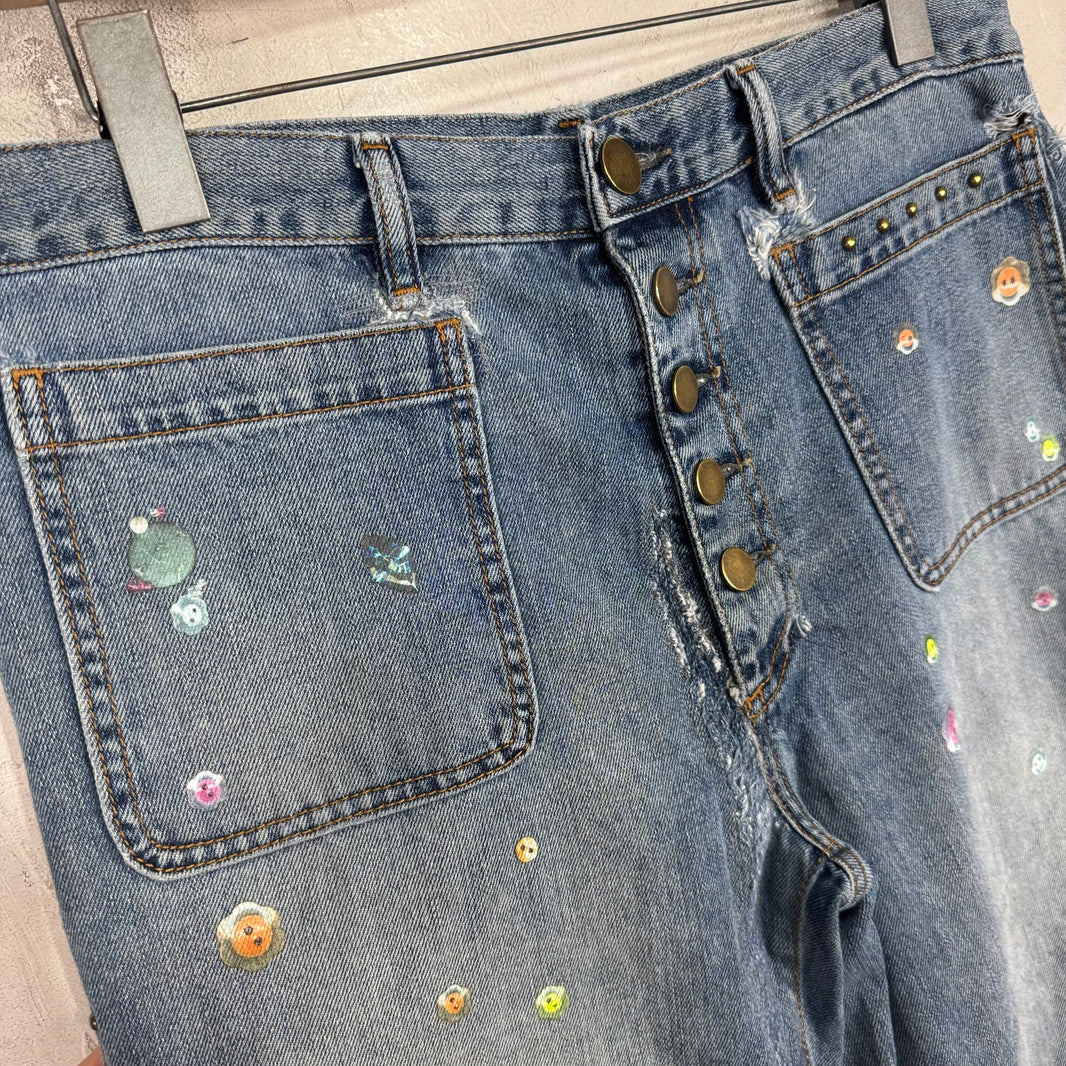 Acne Studios Floragatan Sticker Flared Jeans