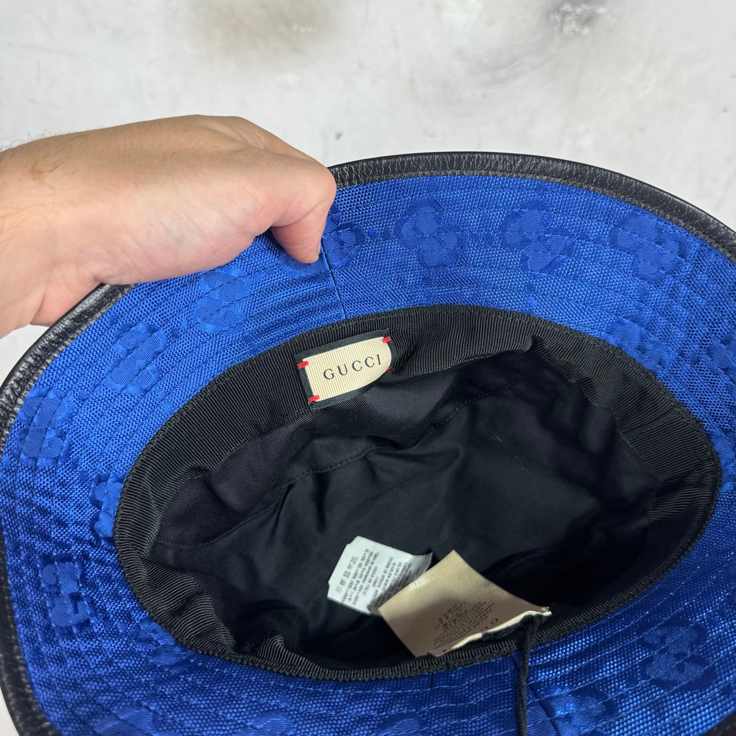 Gucci Blue Monogram Bucket Hat New