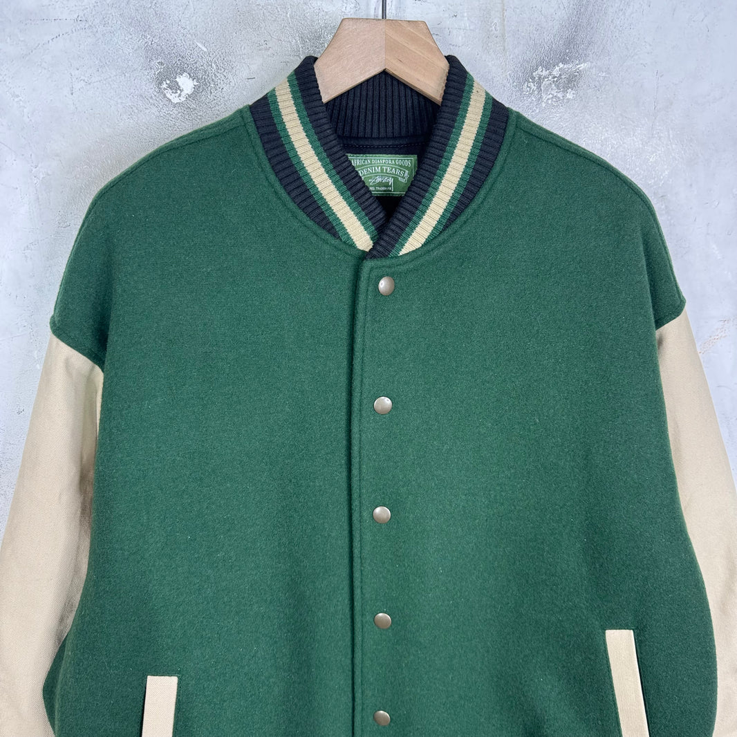 Denim Tears x Stussy Green Varsity Jacket
