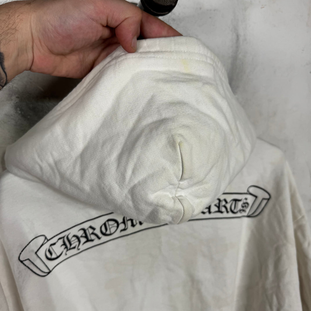 Chrome Hearts Smoked Script Sleeve White Zip Hoodie