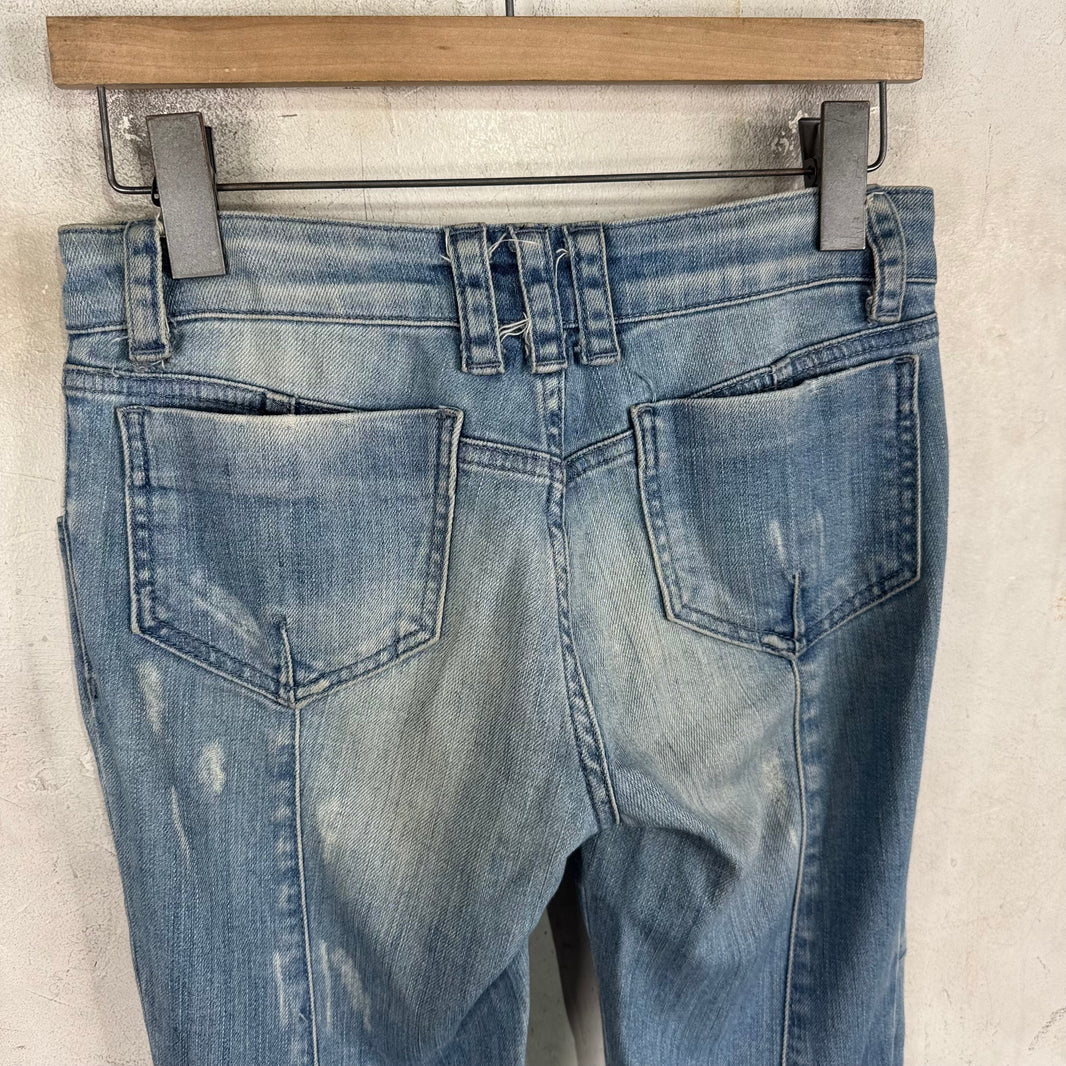 Balmain Womens Lightwash Biker Jeans