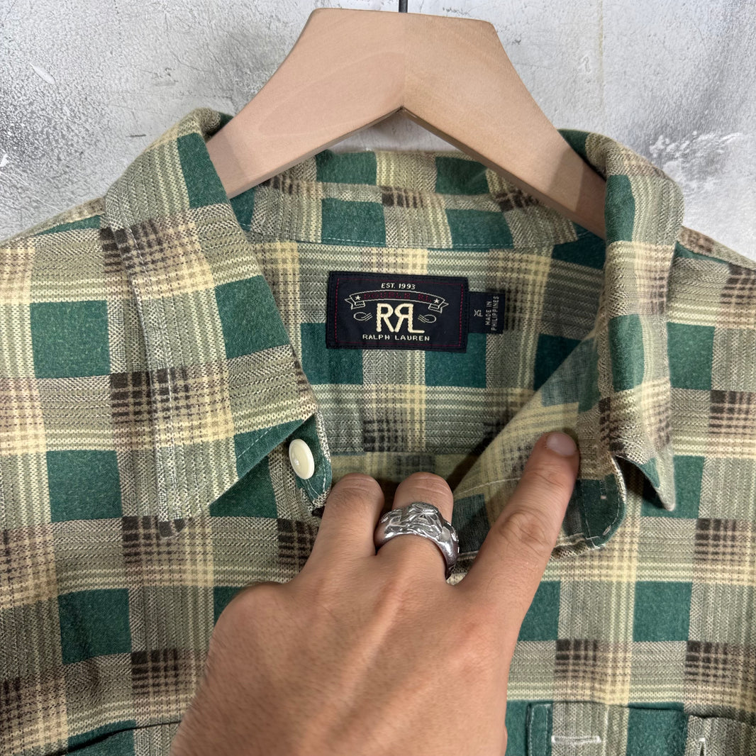RRL Green/Brown Plaid Flannel Shirt