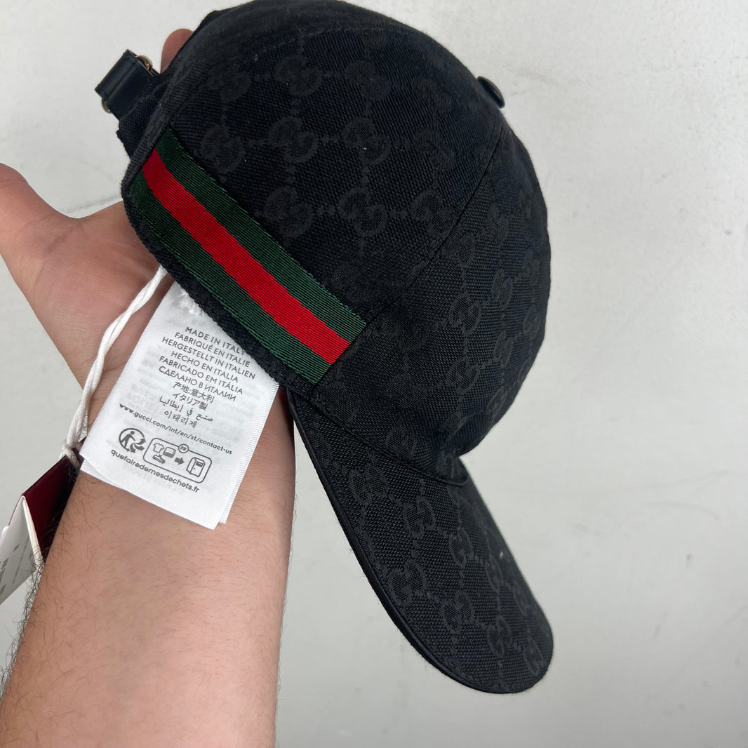 Gucci Black Monogram Web Hat
