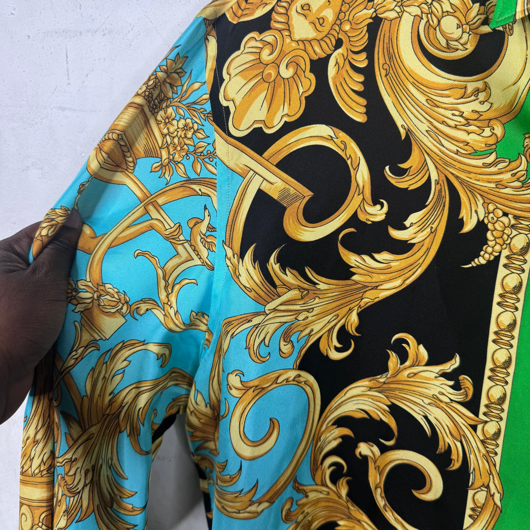 Versace Silk Green Button Up L/S Shirt