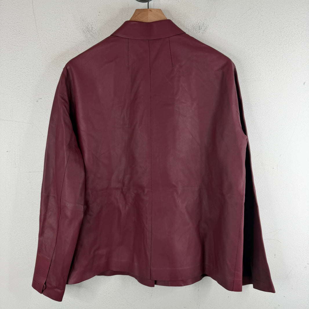 The Row Maroon Leather Shirt