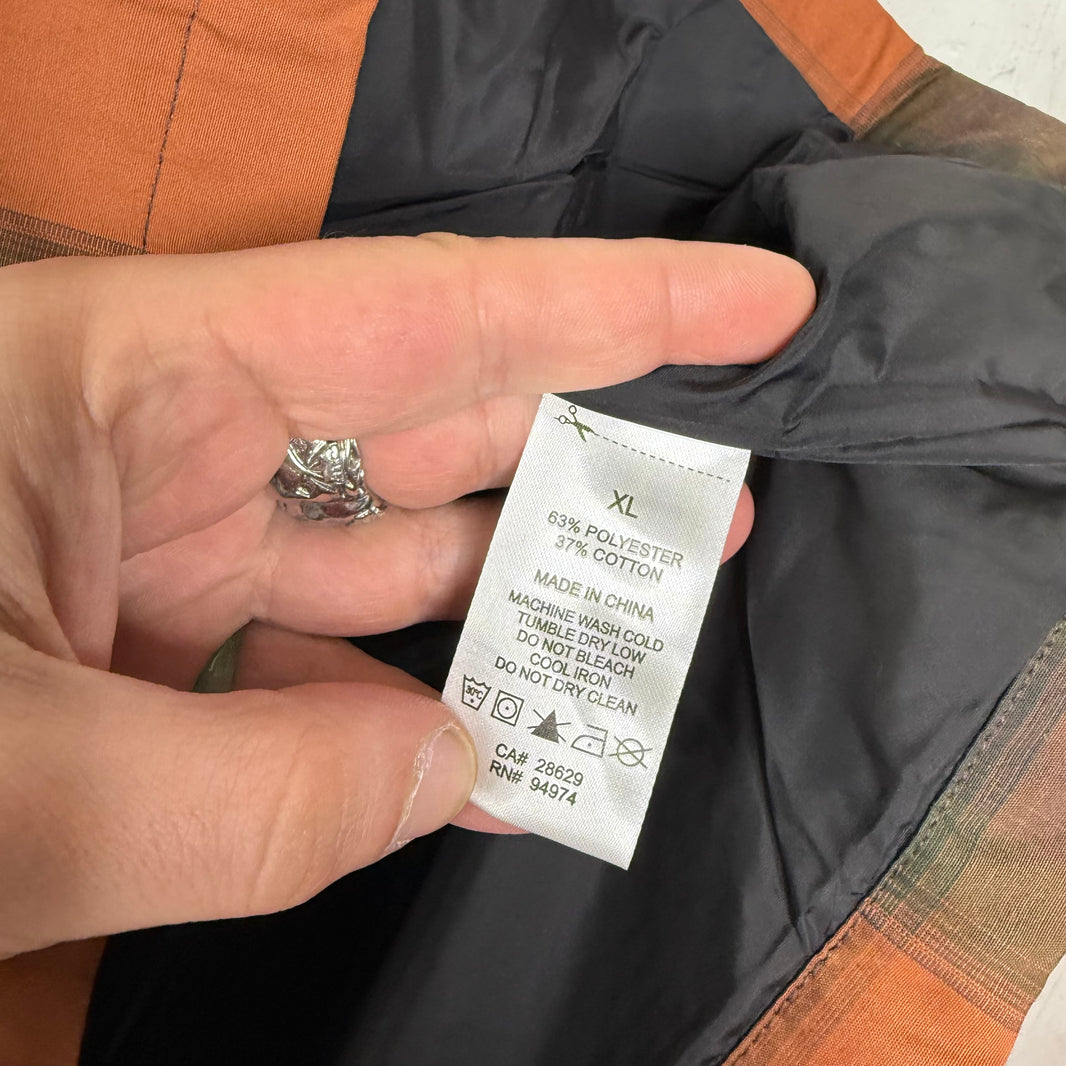 Stussy Insulated Orange Plaid Coaches Jacket