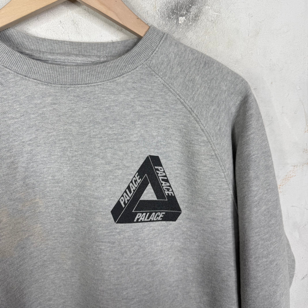Palace Tri-Ferg Grey Crewneck Sweater