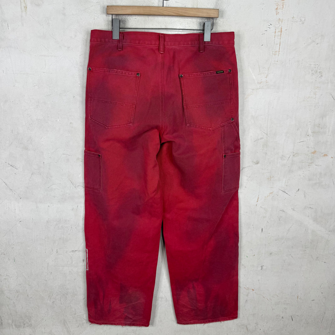 Supreme Red Faded Logo Carpenters