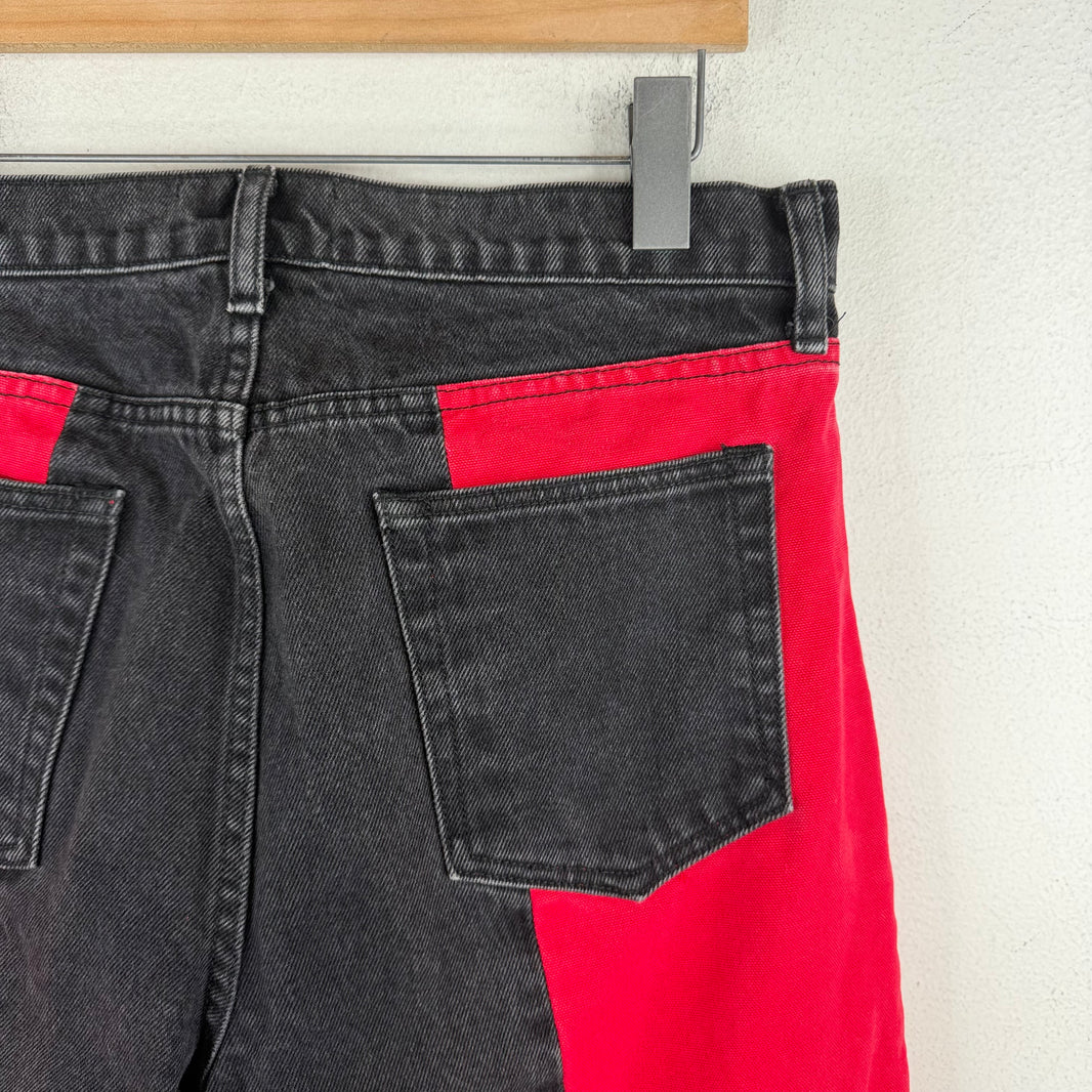 424 Red/Black Paneled Jeans