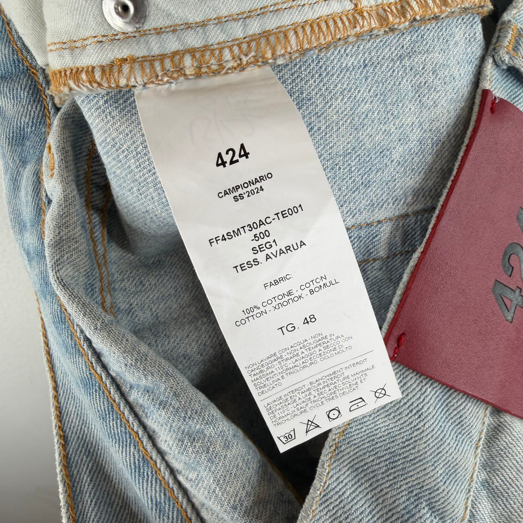 424 Distressed Straight Leg Jeans