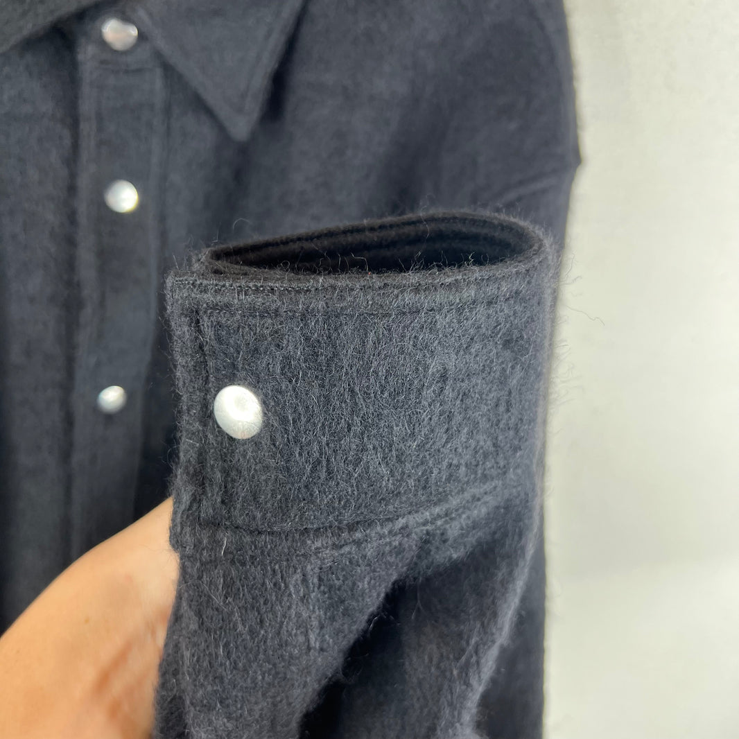 Jil Sander Black Alpaca/Wool Blend Snap Button Overshirt