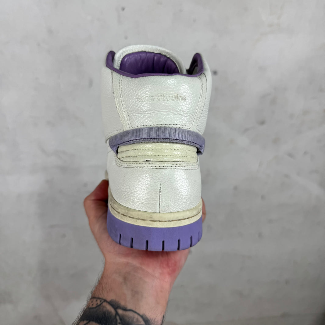 Acne Studios White/ Purple Leather Basketball Sneakers