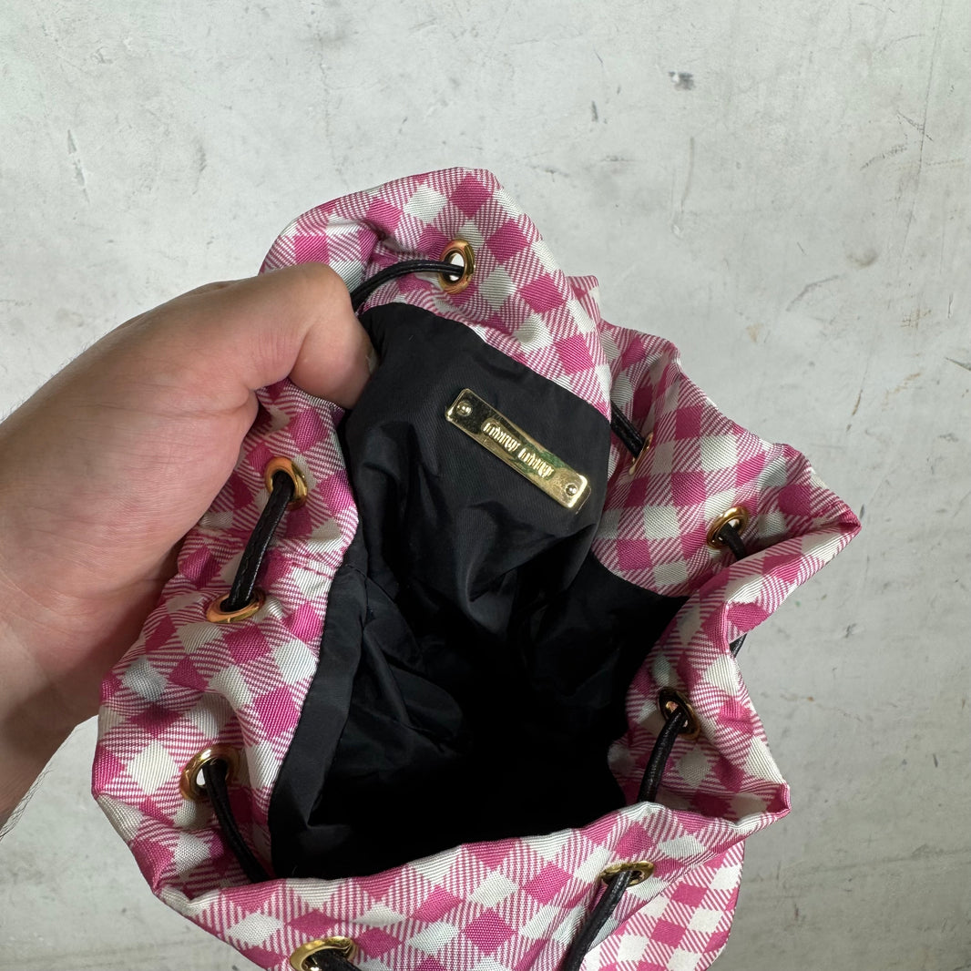 Miu Miu Club Gingham Bucket Bag