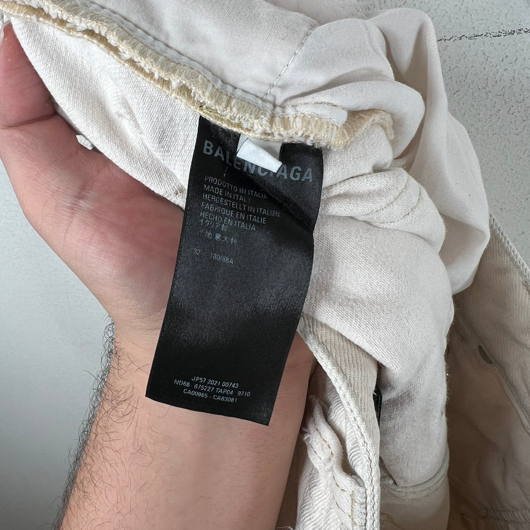 Balenciaga White Denim Convertible Cargo Pants