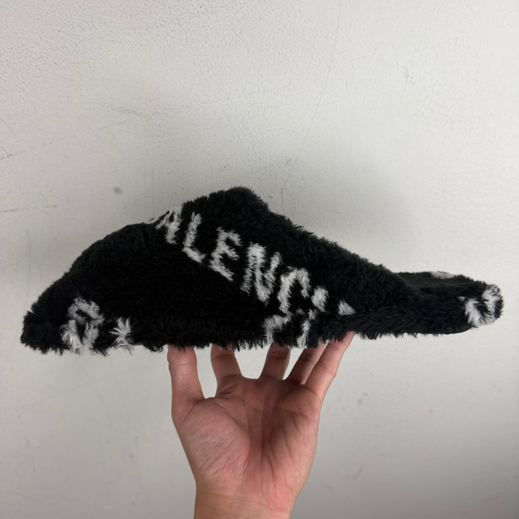 Balenciaga Fuzzy Diagonal Logo Mules