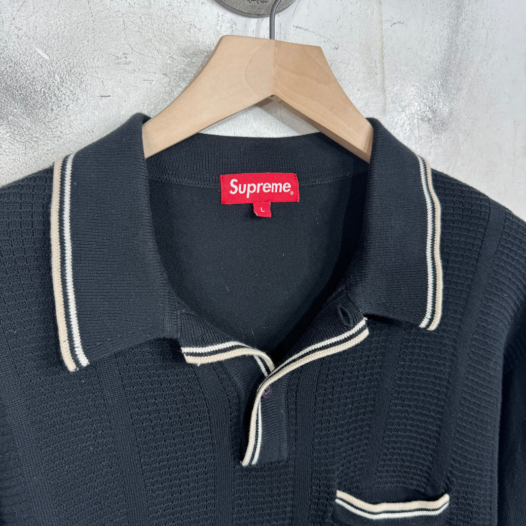 Supreme Black Knitted L/S Polo Sweater