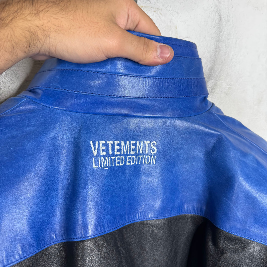 Vetements Leather Paneled Shoulder Sleeve Jacket