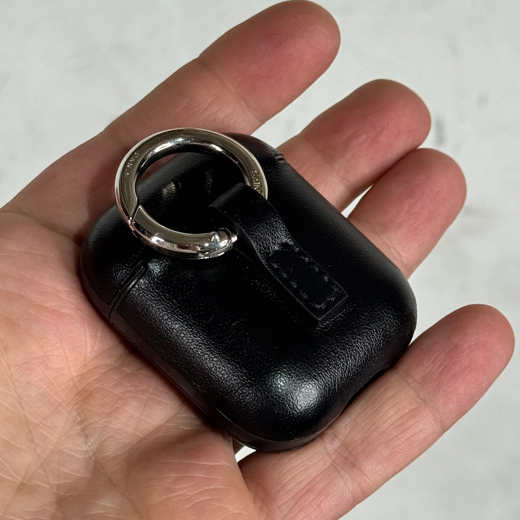 Saint Laurent Black Leather Logo Airpod Case