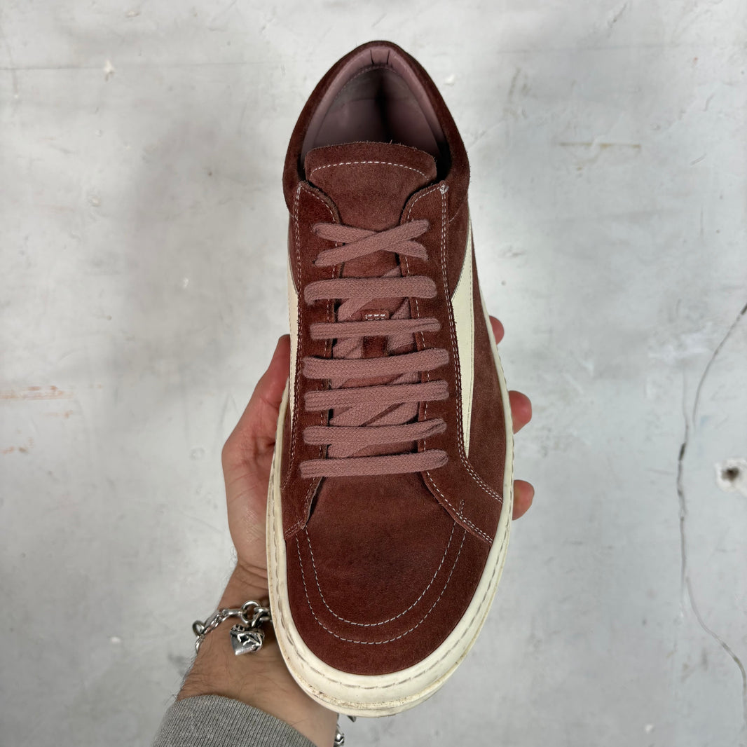 Rick Owens Burgundy Suede Vintage Sneakers