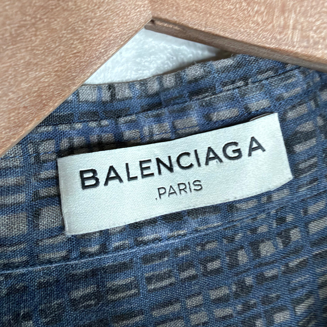 Balenciaga Layered Blue Grid S/S Shirt