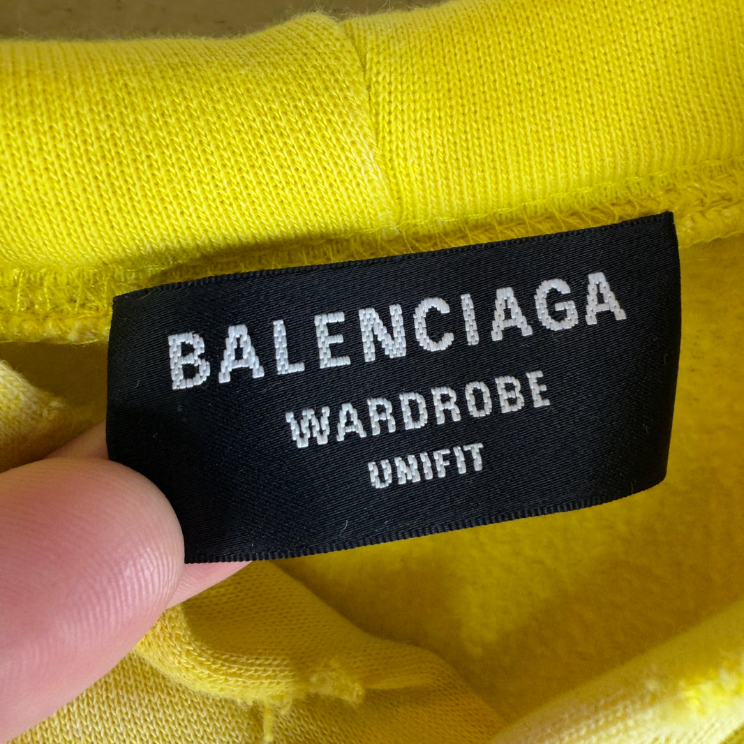 Balenciaga Sample Yellow Distressed Hoodie