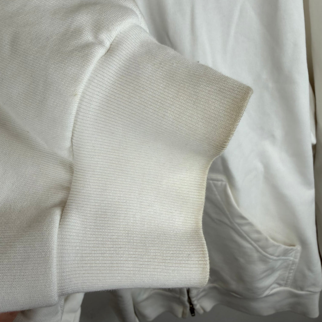 Balenciaga White Soccer Crest Zip Up Hoodie