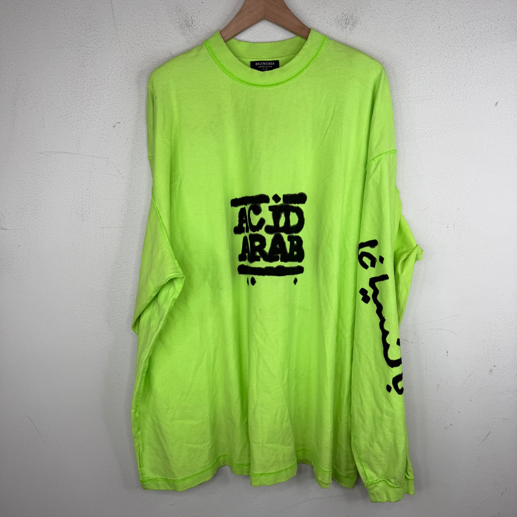 Balenciaga Green Acid Arab Longsleeve T-Shirt