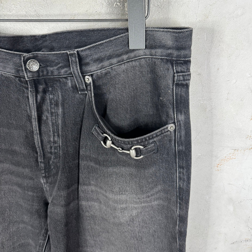 Gucci Washed Black Horsebit Jeans