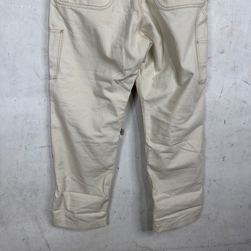 Kapital Beige Contrast Stitched Carpenter Pants