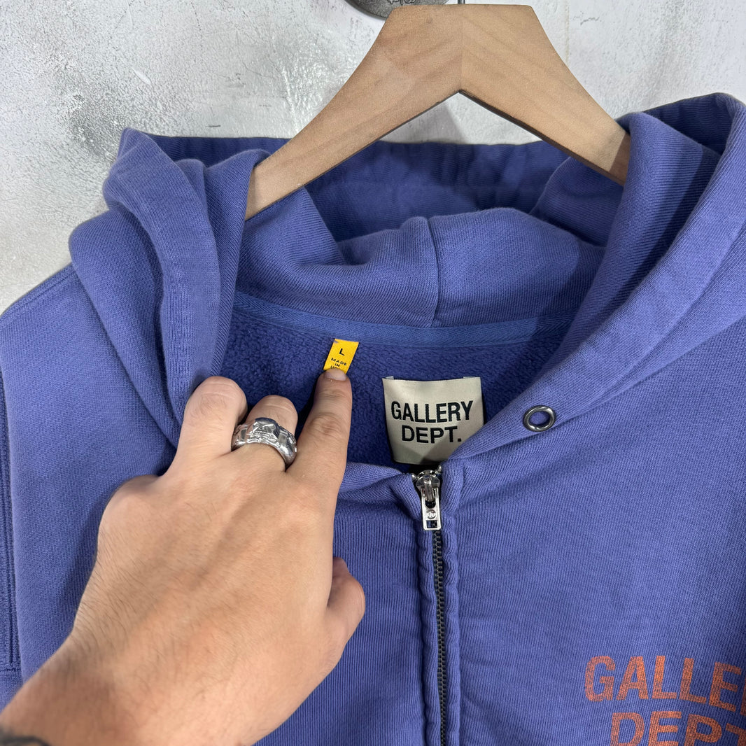 Gallery Dept Purple Zip Logo Hoodie
