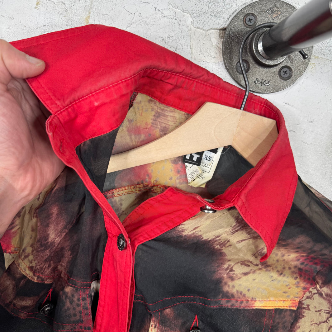 Versace Sheer Silk Printed Trucker Jacket