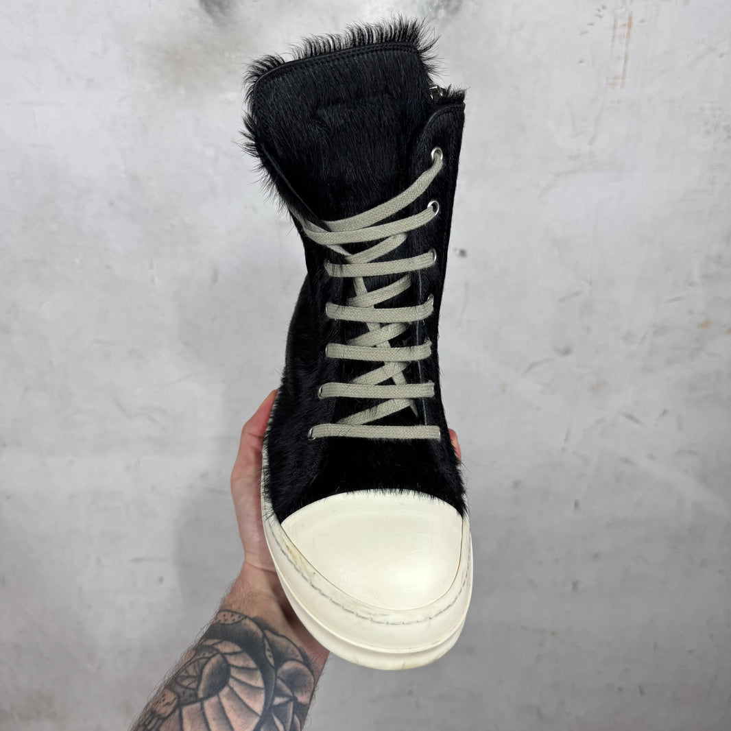 Rick Owens Black Ponyhair Ramone Highs