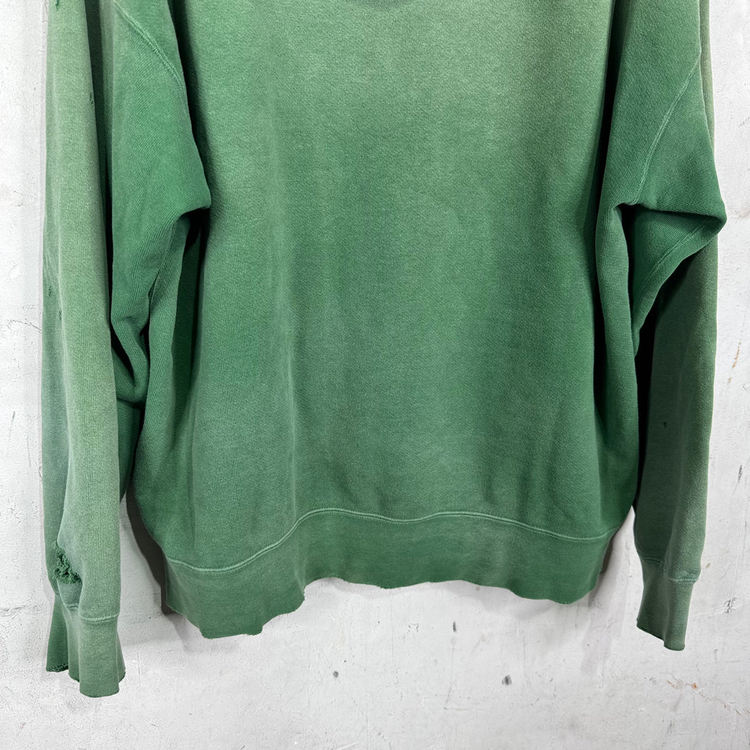 Visvim Green Distressed Jumbo Hoodie