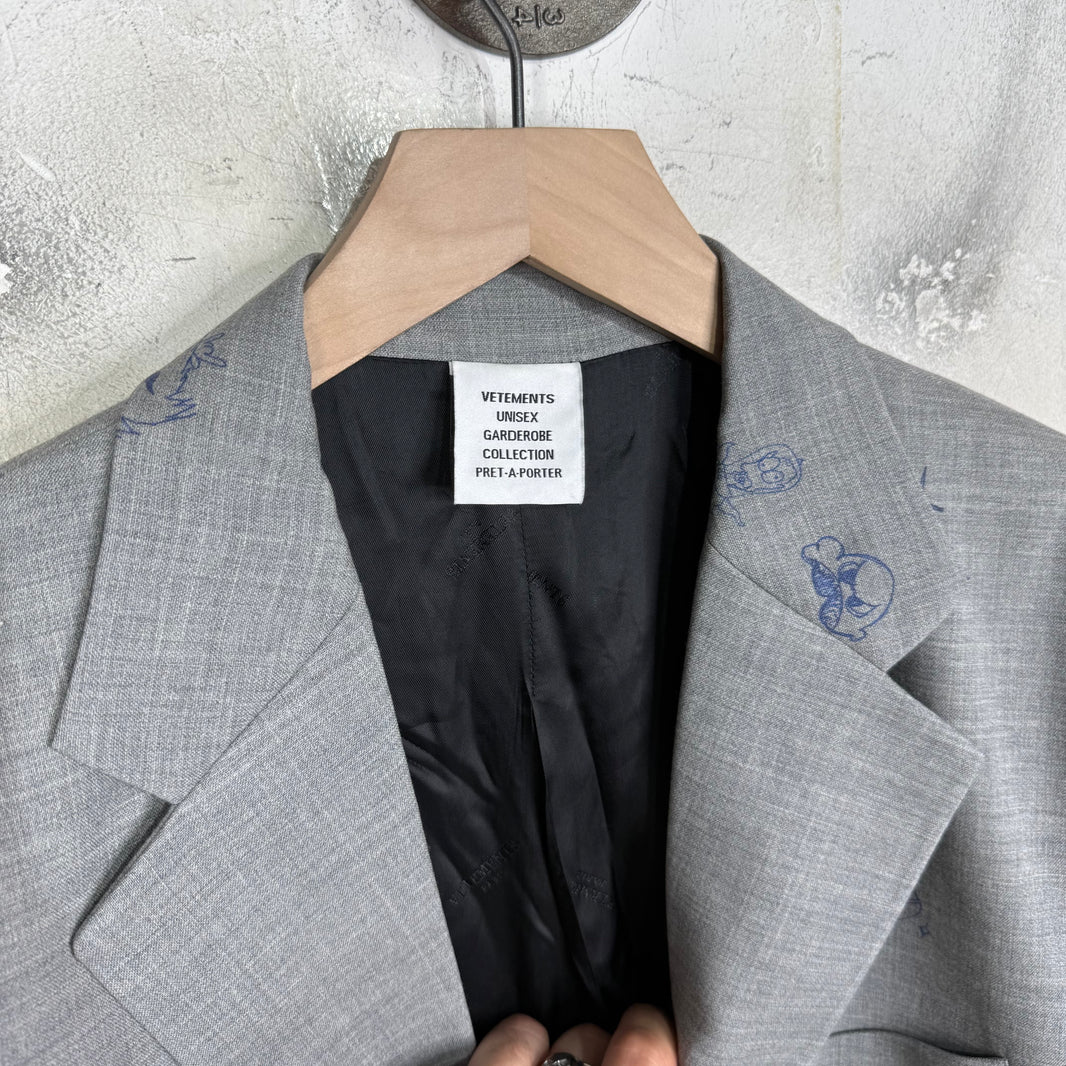 Vetements Grey Scribble Blazer