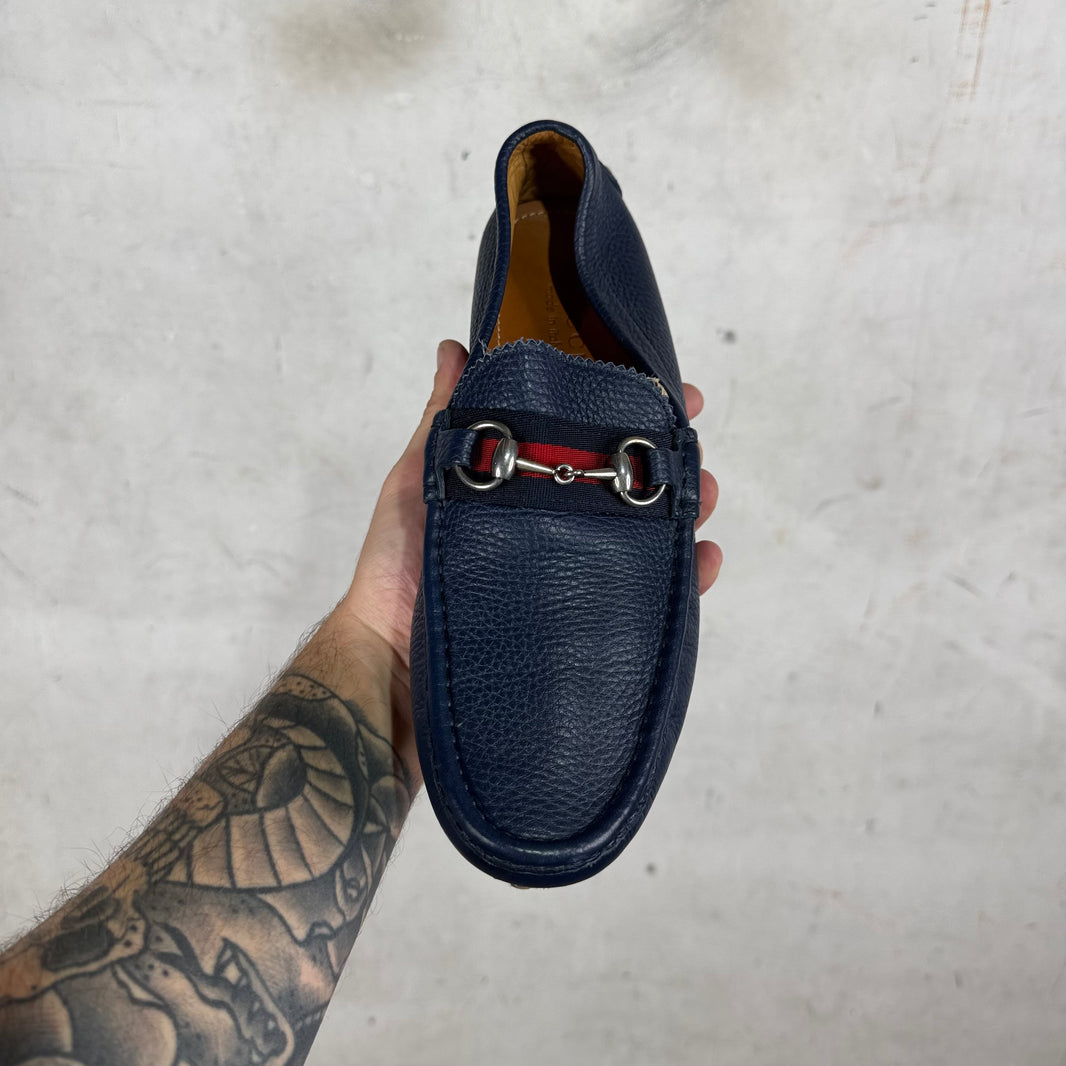 Gucci Navy Driver Flats