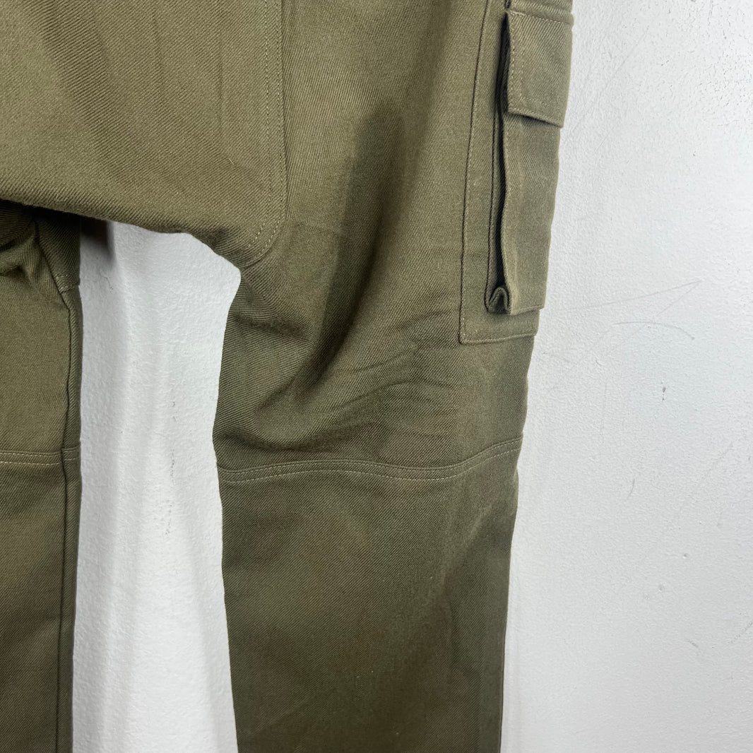 Balmain Green Wool Moto Cargo Pants