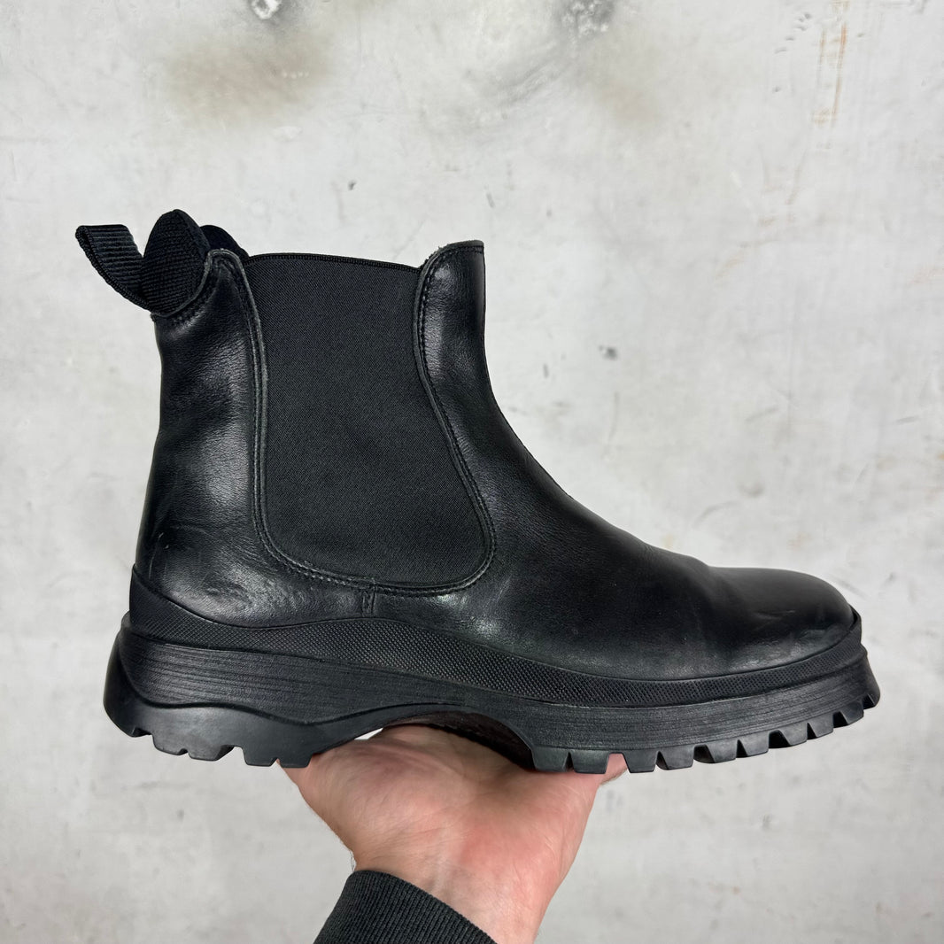 Prada Black Leather Slip Brixxen Boots