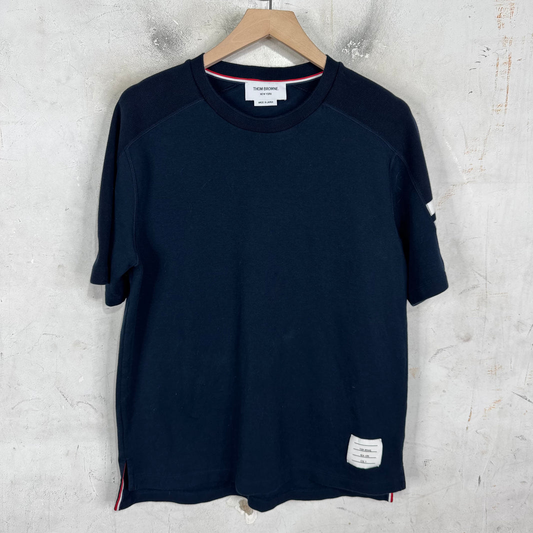 Thom Browne Navy Striped Sleeve T-Shirt