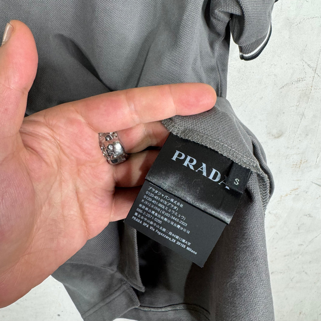 Prada Striped Cuff Tab Polo