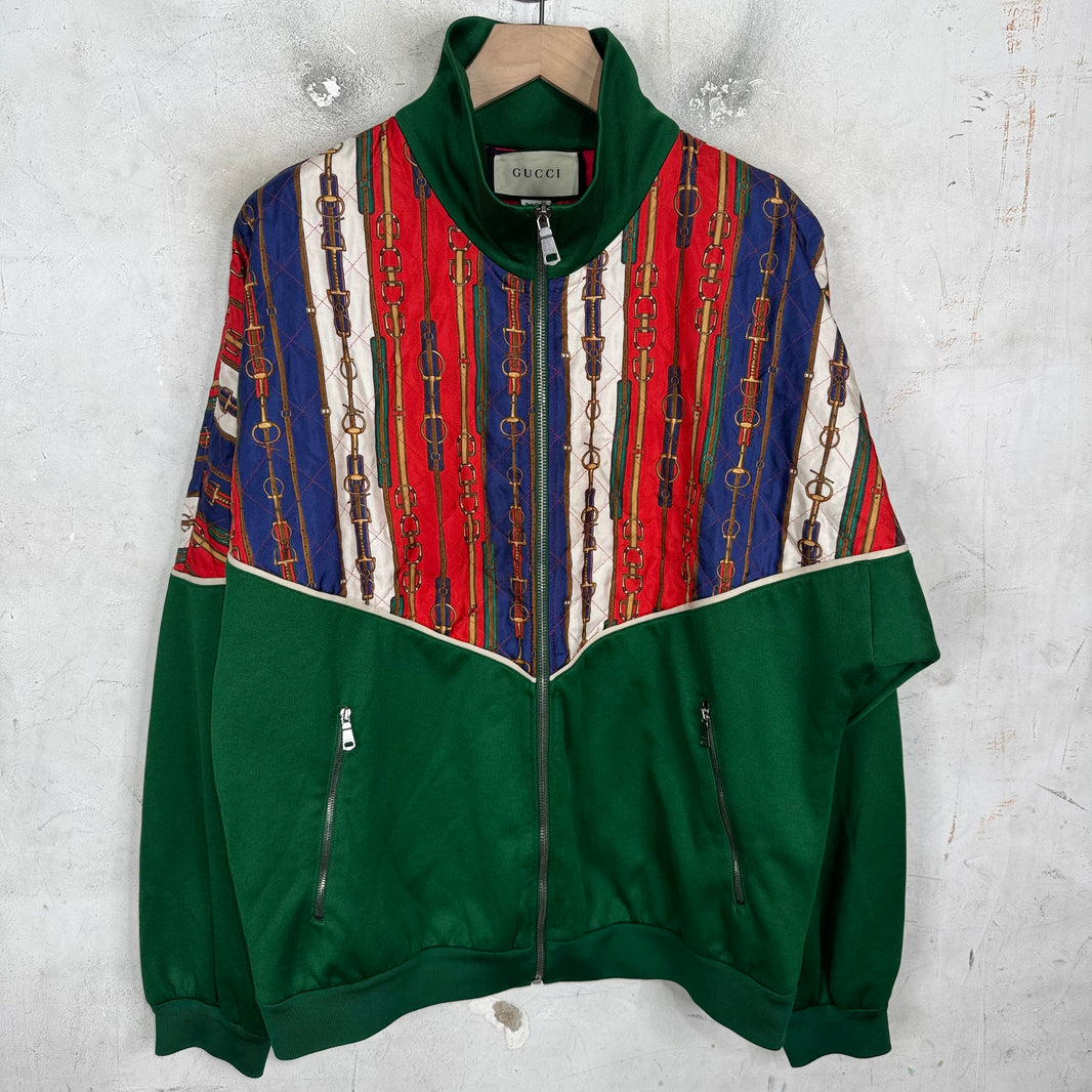 Gucci Paneled Horsebit Silk Track Jacket