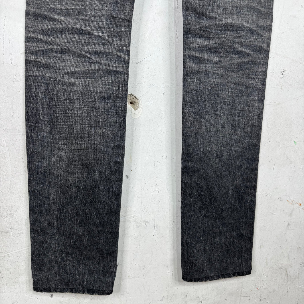 Balmain Straight Legged Charcoal Distressed Jeans