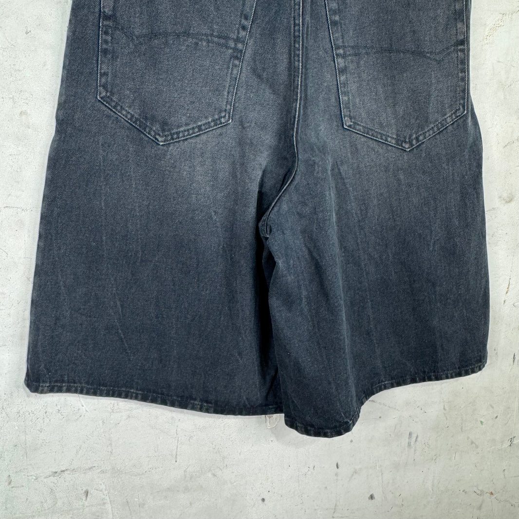 Balenciaga Black Flare Baggy Denim Shorts