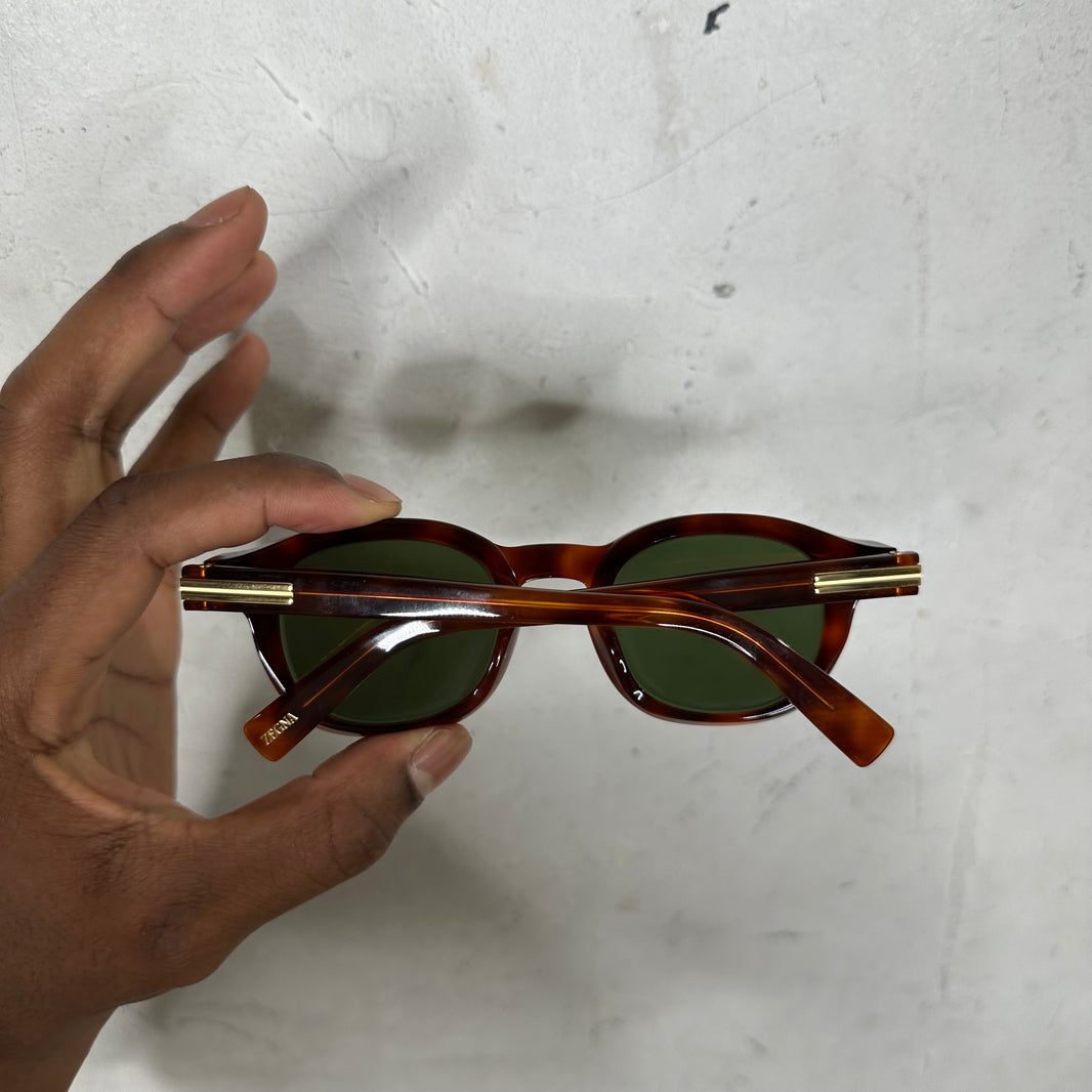 Zegna Brown Turtle Sunglasses