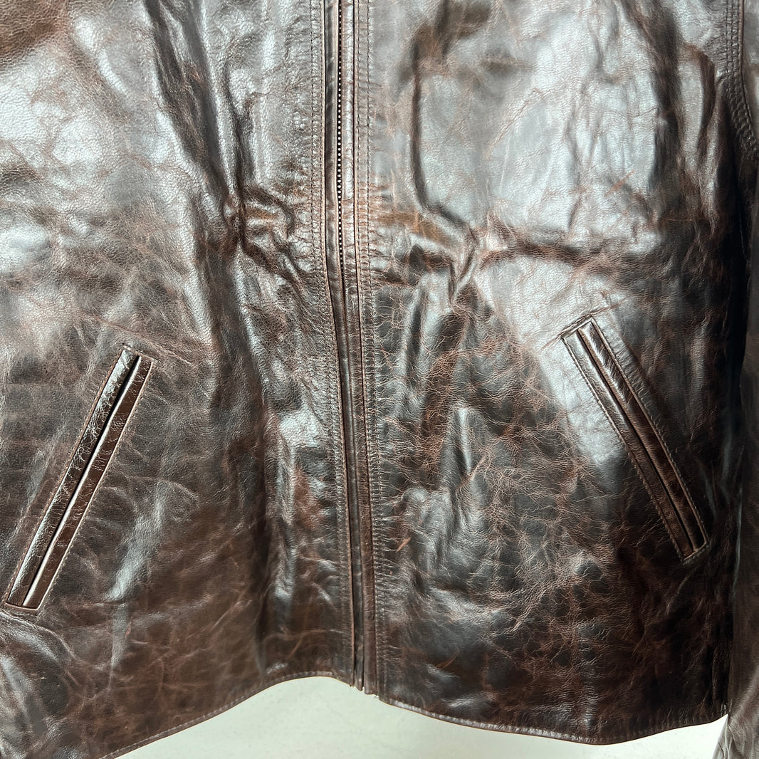 Stussy Brown Goat Leather Garage Jacket