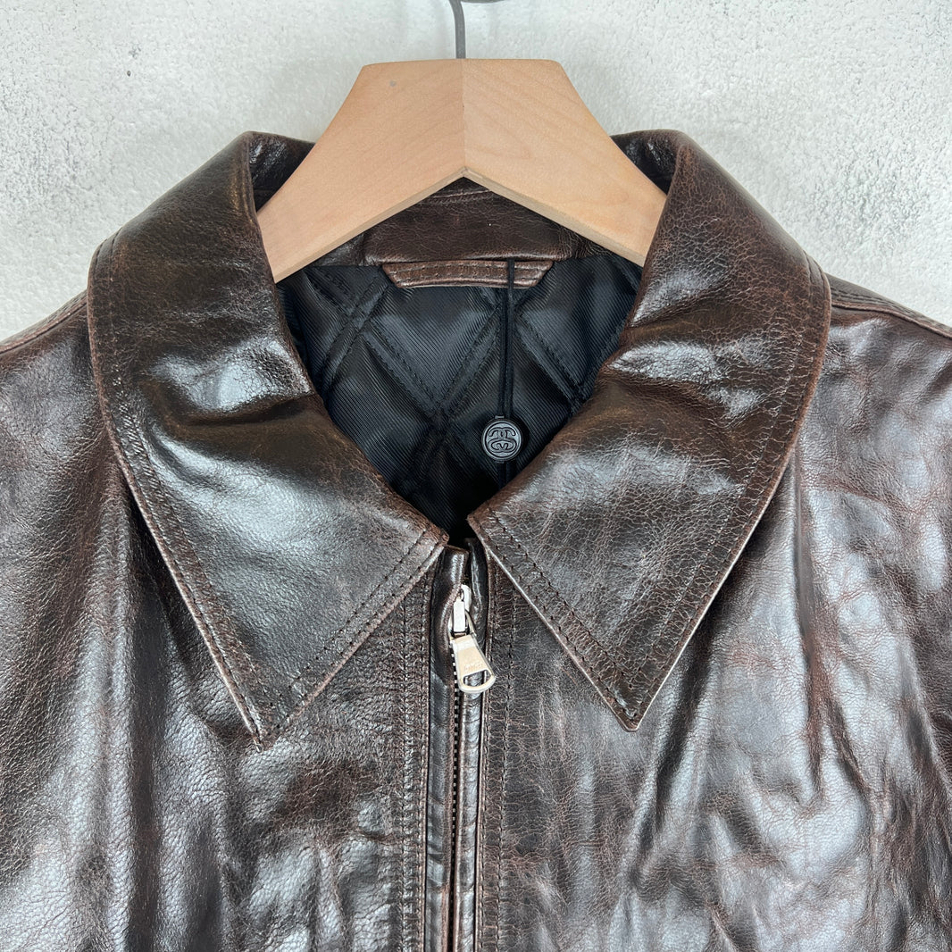 Stussy Brown Goat Leather Garage Jacket