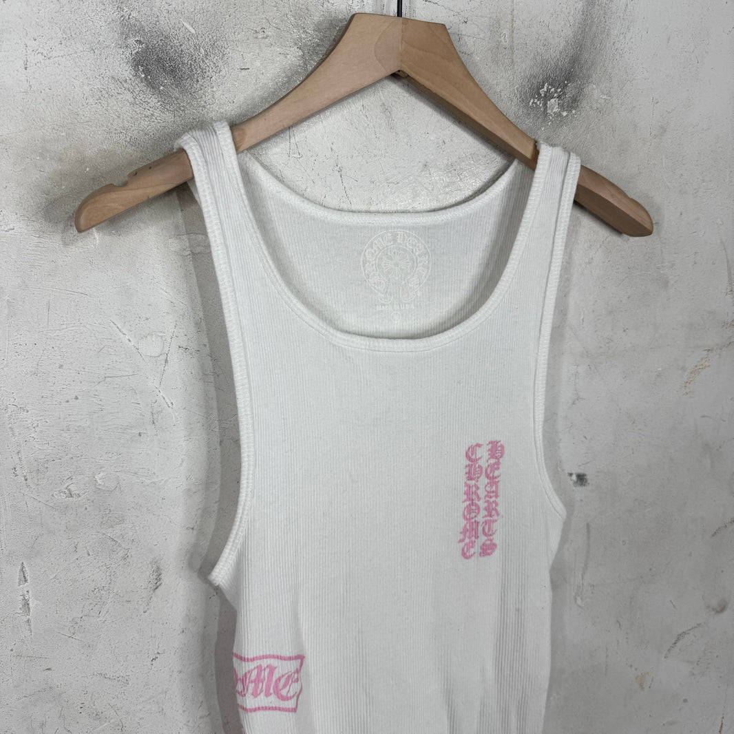 Chrome Hearts T-Bar Vertical Logo Pink Print Tank Top