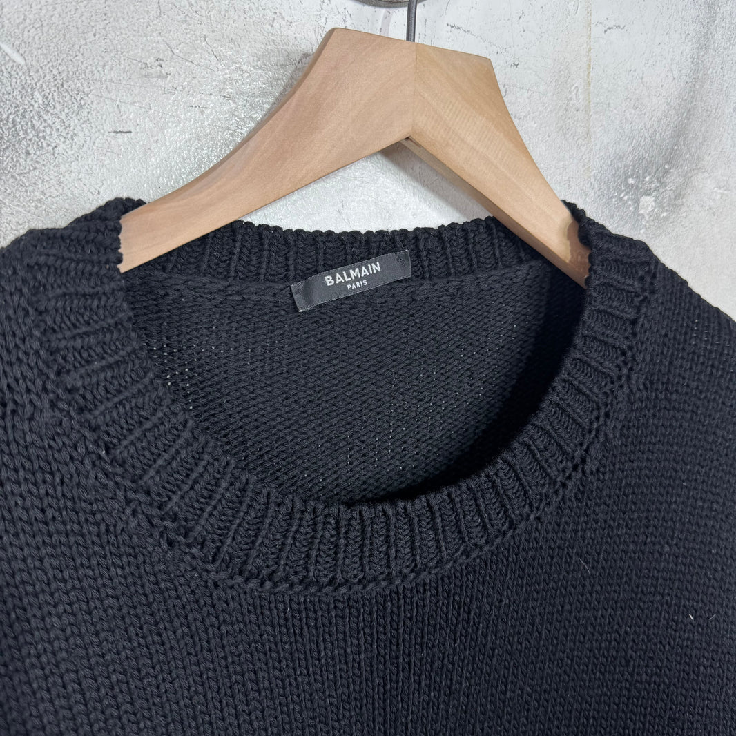 Balmain Logo Knit Sweater Black