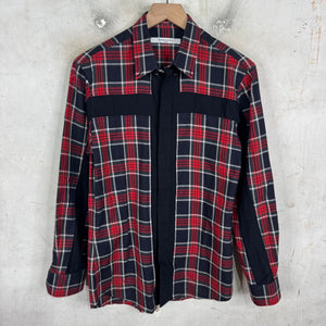 Givenchy Red/Navy Plaid Shirt Black Cross Front