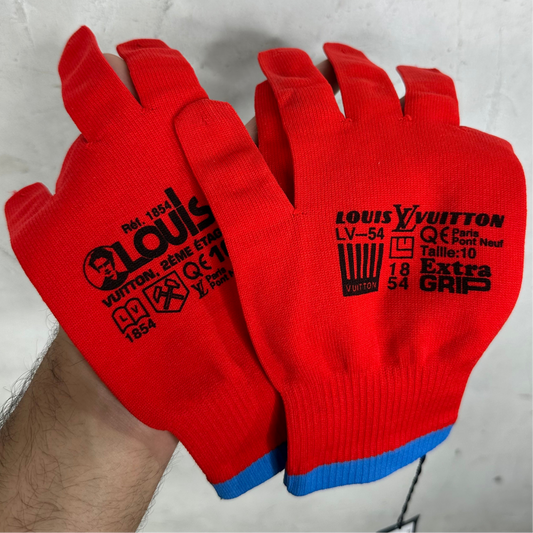 Louis Vuitton Red Knit Logo Gloves